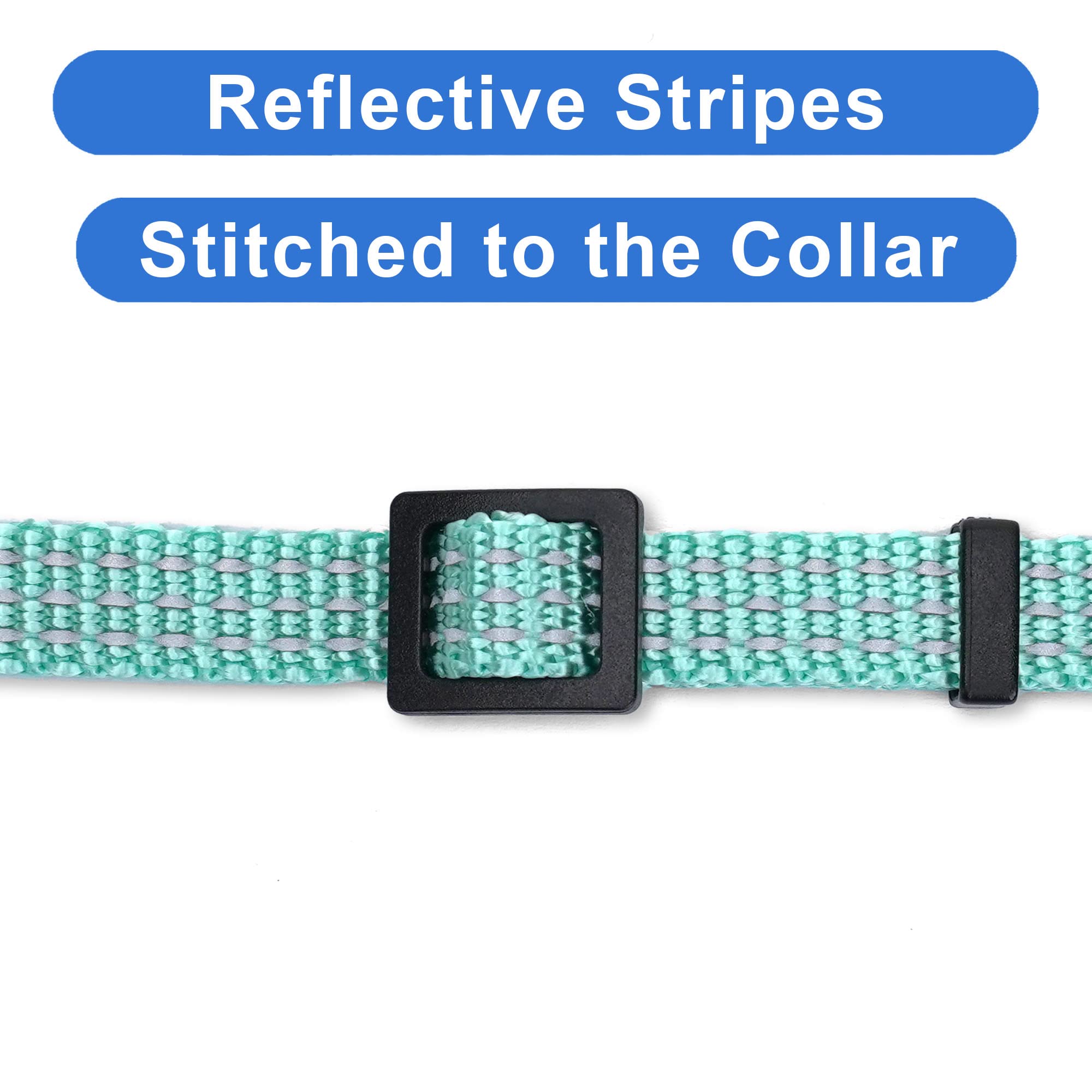 Pawtitas Reflective Cat Collar with Safety Buckle and Removable Bell Cat Collar Kitten Collar Teal Cat Collar