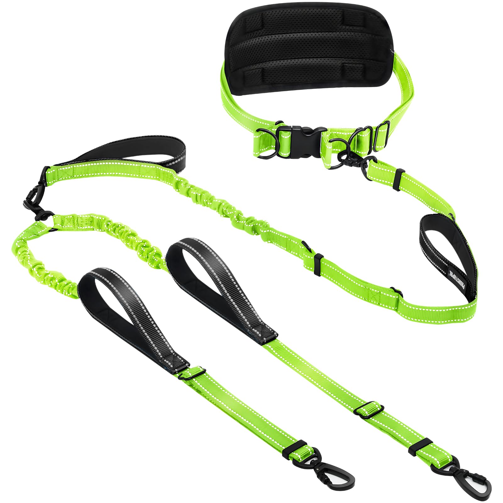 Hands Free Dog Leash, Waist Bungee Leash for 2 Large Dogs, 6-8ft No-Tangle Heavy Duty Leashs(50-120 lbs)