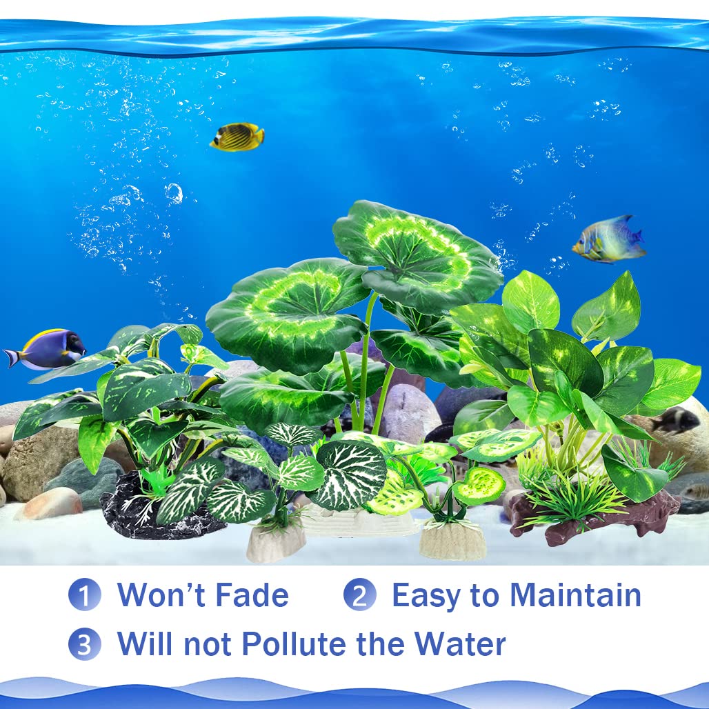 Vtapliea 5Pack Tall Aquarium Plants - Reptile Habitat Plants Realistic Silk Fake Betta Fish Tank Decor for Terrarium Aquascaping