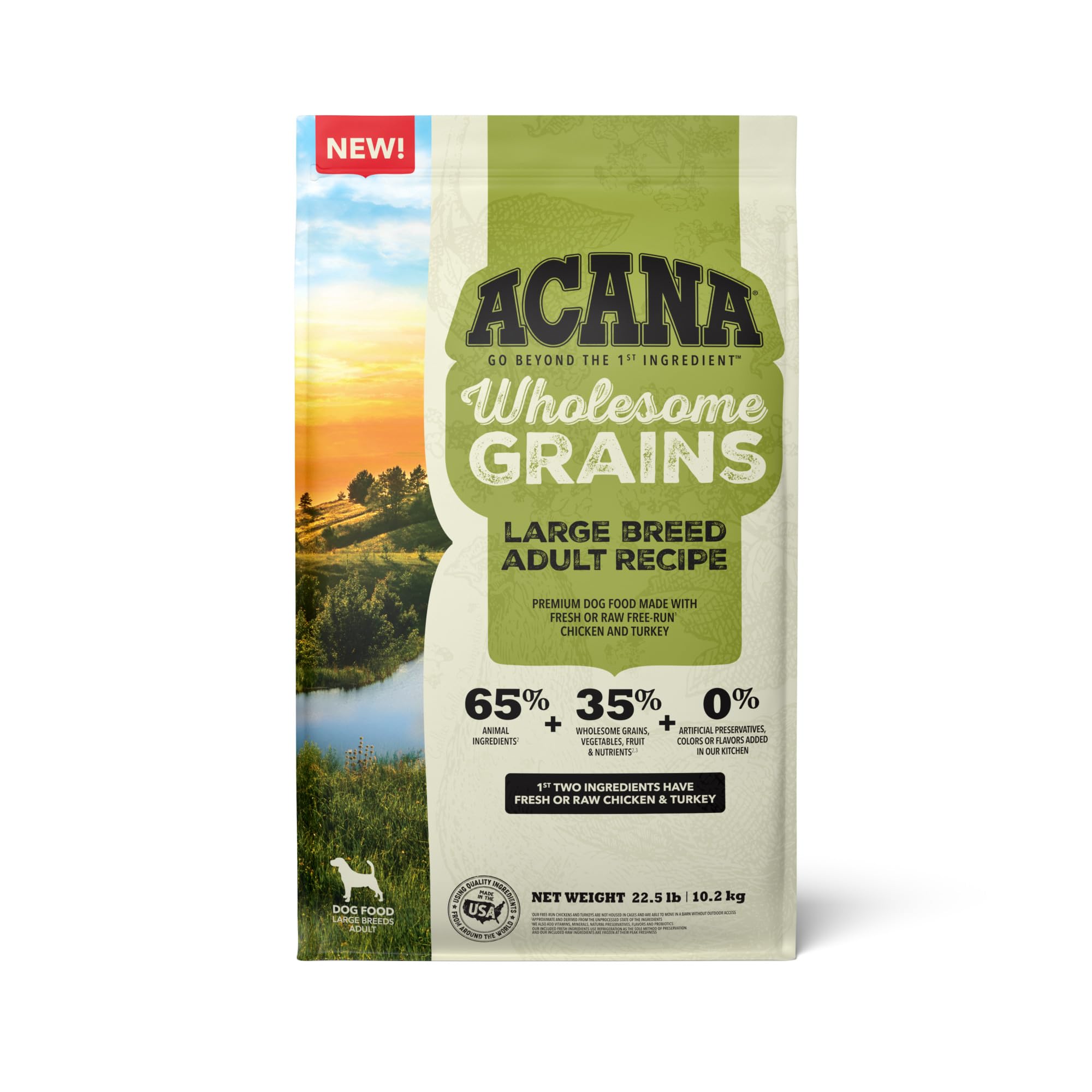 ACANA Wholesome Grains Dry Dog Food, Large Breed Adult Recipe, Poultry Dog Food, 22.5lb