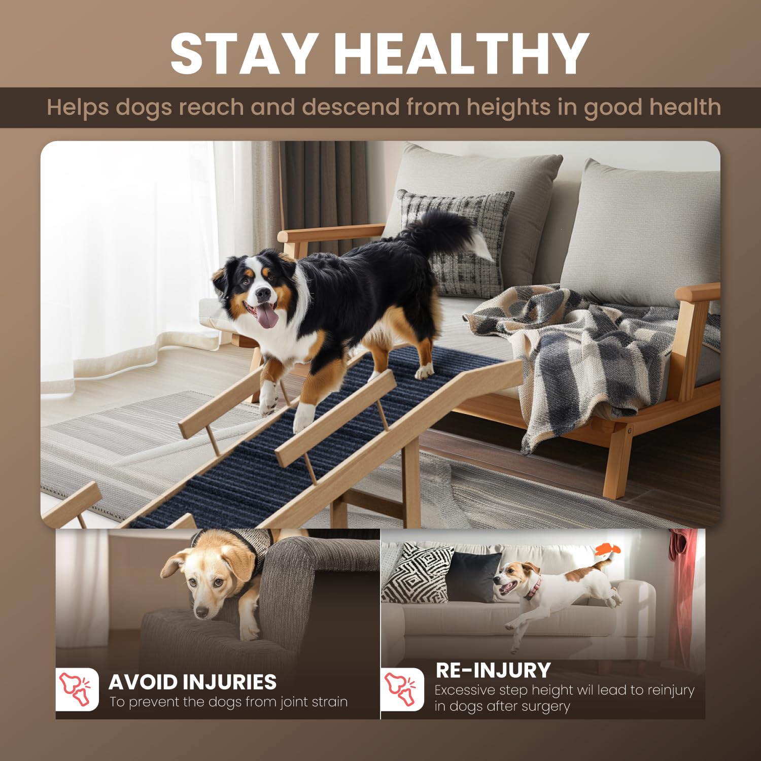 Dog Ramp For Bed,Extra Long 64 Folding Pet Ramp Adjustable Height 24 To 30 Wooden Dog Ramp For Small Large Dogs To Get On