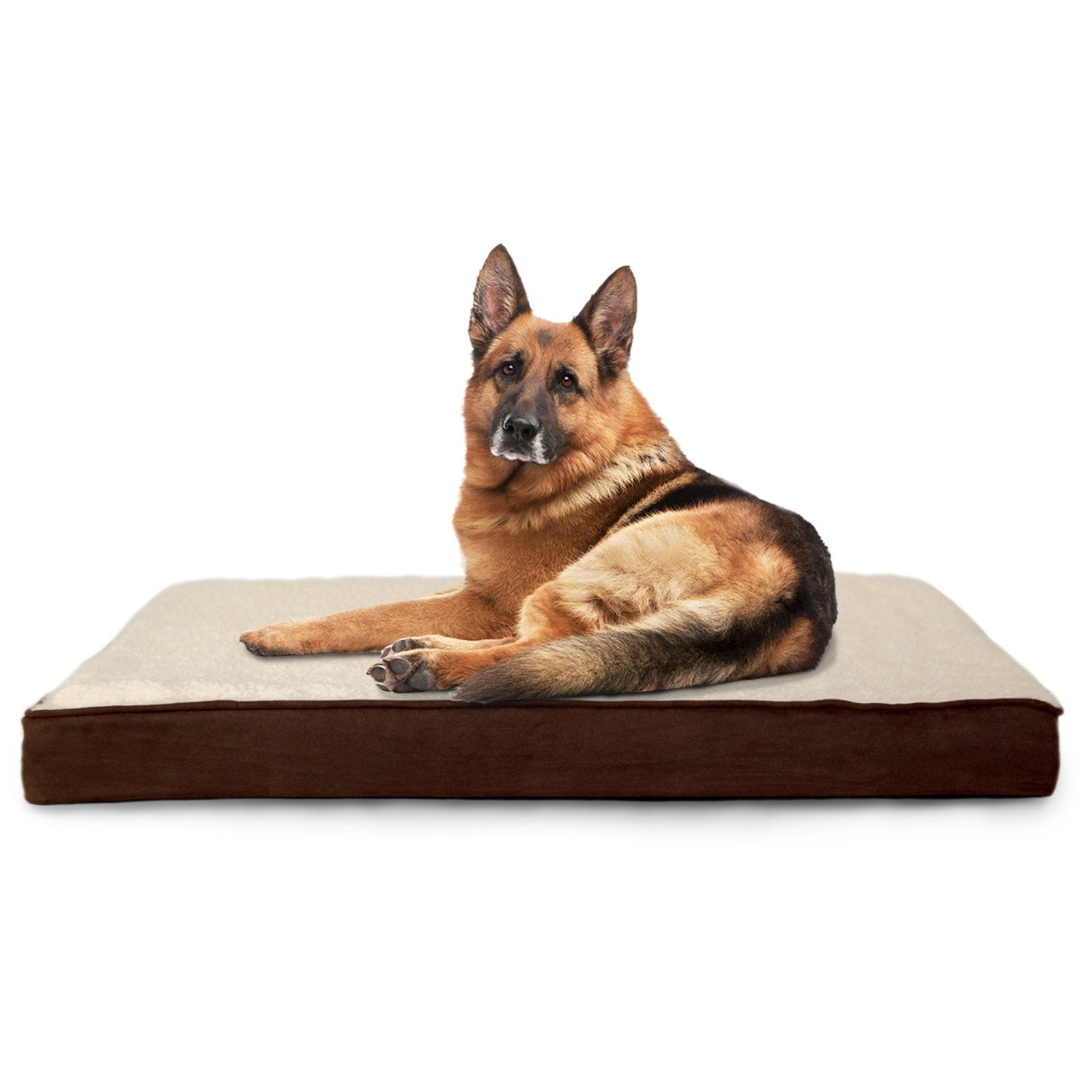 Furhaven Orthopedic Dog Bed for Large Dogs w/ Removable Washable Cover, For Dogs Up to 95 lbs - Sherpa & Suede Mattress - Espres