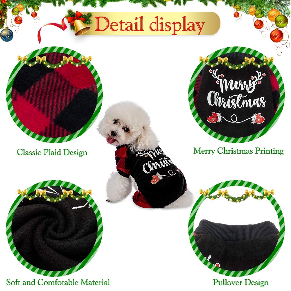 Bingpet Dog Pajamas Plaid For Small Medium Large Dogs,Soft Comfortable Dog Sweater Warm Pet Winter Clothes Classic Plaid Puppy Pajamas,Pet Onesie With Feet,Pet Cat Pajamas,Lightweight Pet Jumpsuit