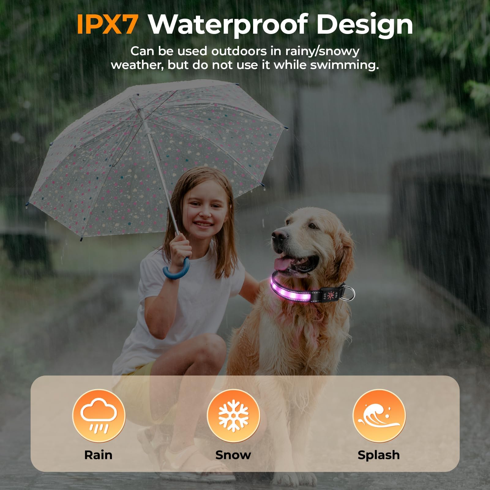 Geyrut Light Up Dog Collar, Usb-C Rechargeable And Waterproof Dog Glow Collar For Night Walking, Adjustable Soft Nylon Mesh Led