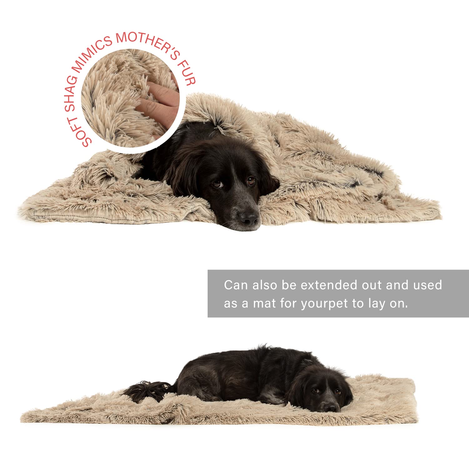 Best Friends By Sheri Calming Shag Fur Pet Throw Blanket, Taupe, 40'X50'