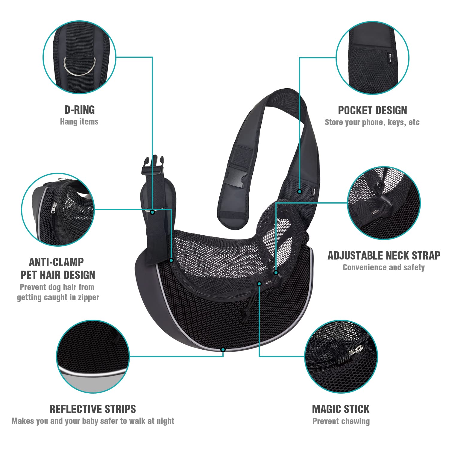 Woyyho Small Pet Dog Sling Carrier Zipper Pocket Breathable Puppy Sling Carrier With Removable Bottom Adjustable Safe Small Dog