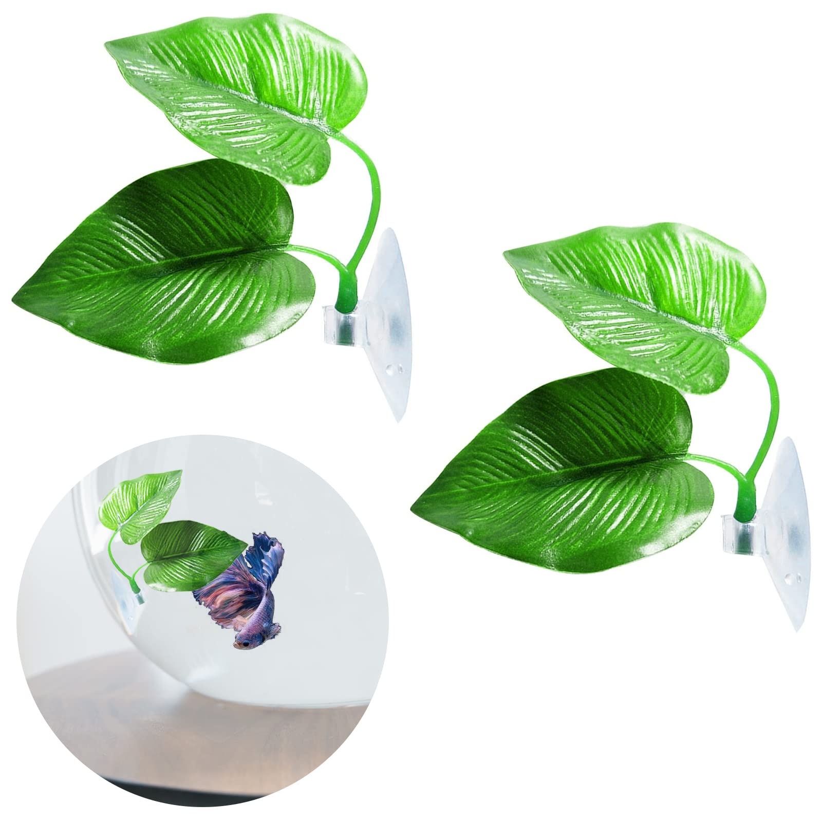 Zickupy 2Pack Beta Leaf Bed Fish Resting Leaf Betta Hammock Beta Tank Decorations Aquarium Plants Betta Fish Accessories For Small Tank