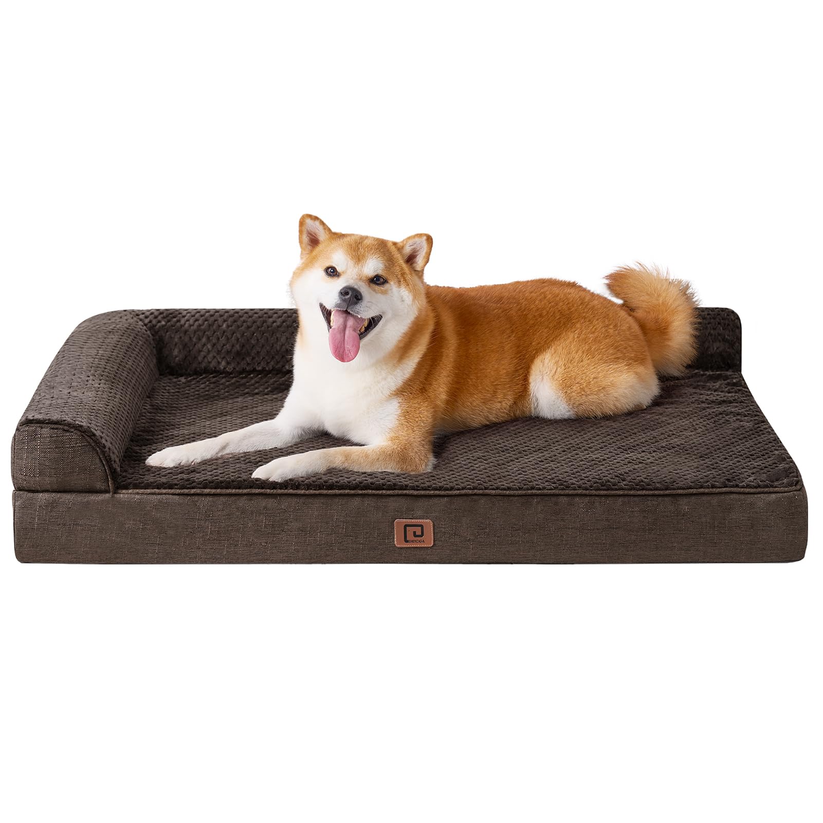 Eheyciga Memory Foam Orthopedic Dog Beds Large Sized Dog With Waterproof Lining, Washable Dog Sofa Bed With Removable Cover And Nonskid Bottom For Crate Pet Couch Bed, 35X23 Inches, Brown