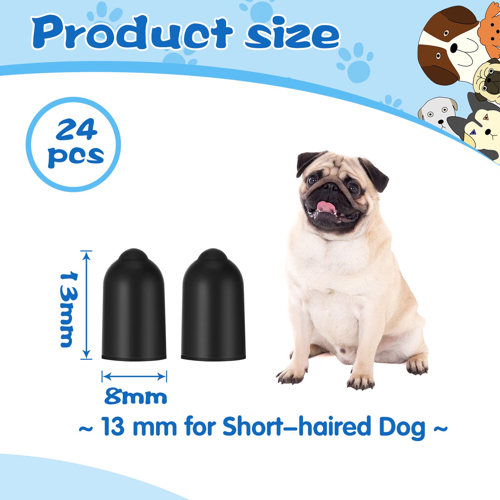 24 Pieces Shock Collar Dog Rubber Tips Training Collar Replacement Parts Dog Prong Collar And Silicone Covers For Training Rubber Dog Shock Collar Prongs Or Anti Bark Collars Tool (13 Mm)