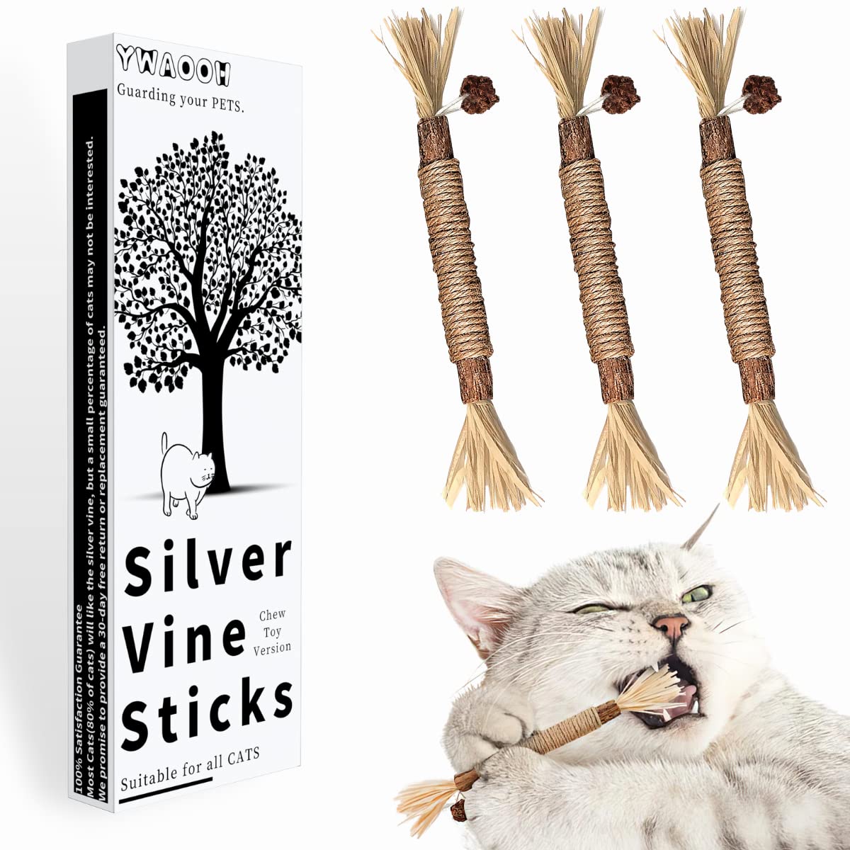 Ywaooh Catnip Toys With Silvervine For Cats, Cat Chew Toy For Kitten Teething, Interactive Cat Toy For Indoor Cats, Natural & Sa