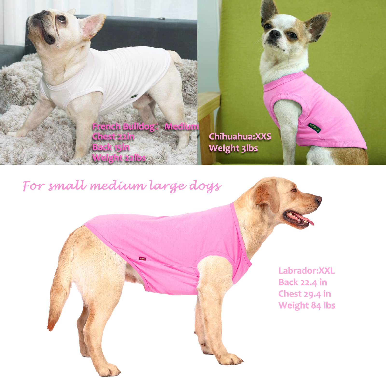 Sychien Dog Pink White Shirts,Soft Blank Cotton Tee-Shirt For Boy Girl Dogs,Plain Extra Large Clothes,Xl Pink White