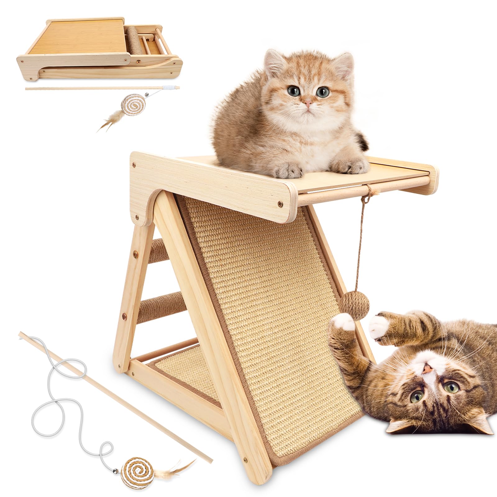 Blugun Cat Scratching Pads Sisal Pad Kitten Scratchers Ramp Kitty Scratcher Sisal Cat Scratcher Solid Wood Cats Scratching Board