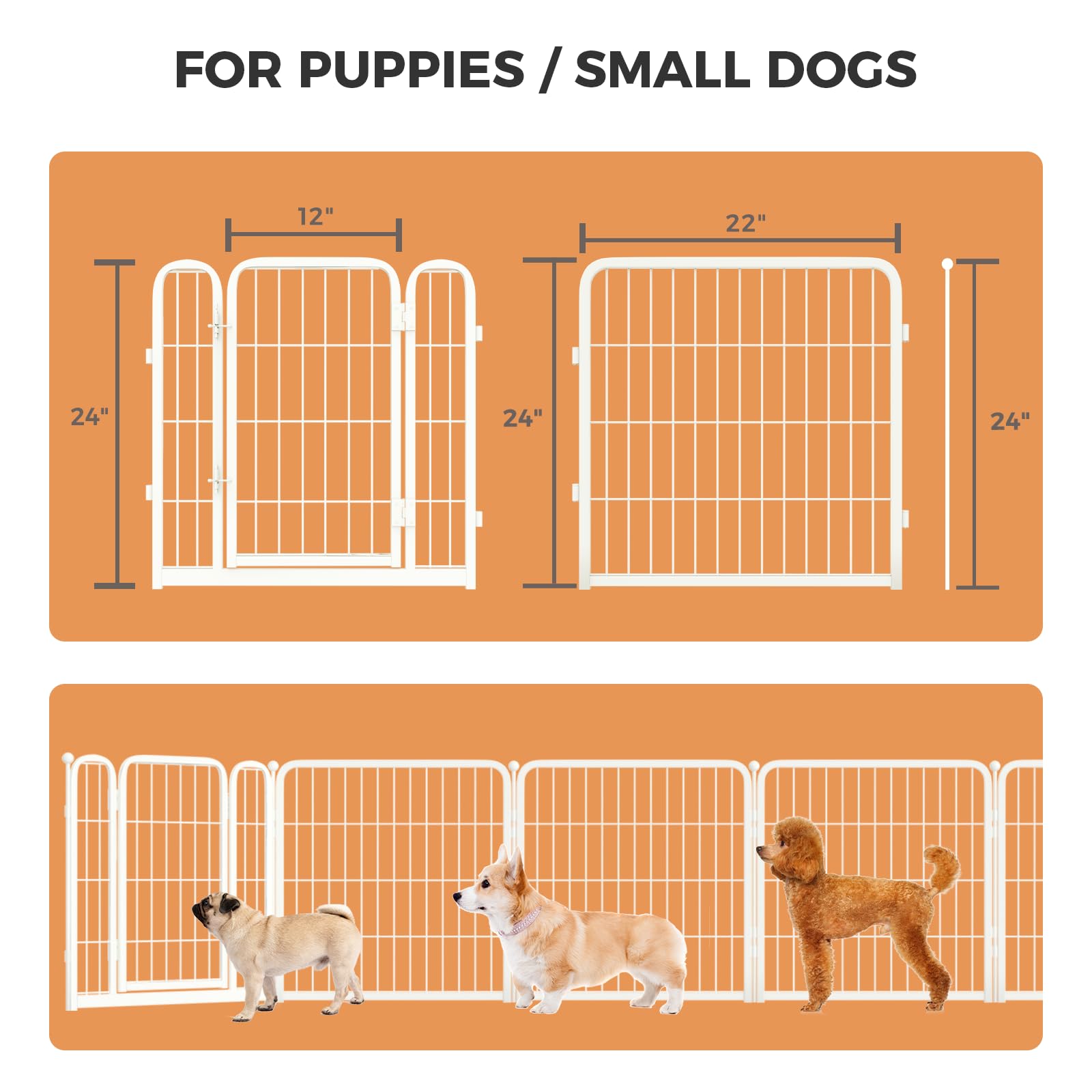 Fxw Homeplus Indoor Dog Playpen - Stress-Free And Safe Play, 24 Inch 8 Panels For Puppy And Small Dogs, White│Patented