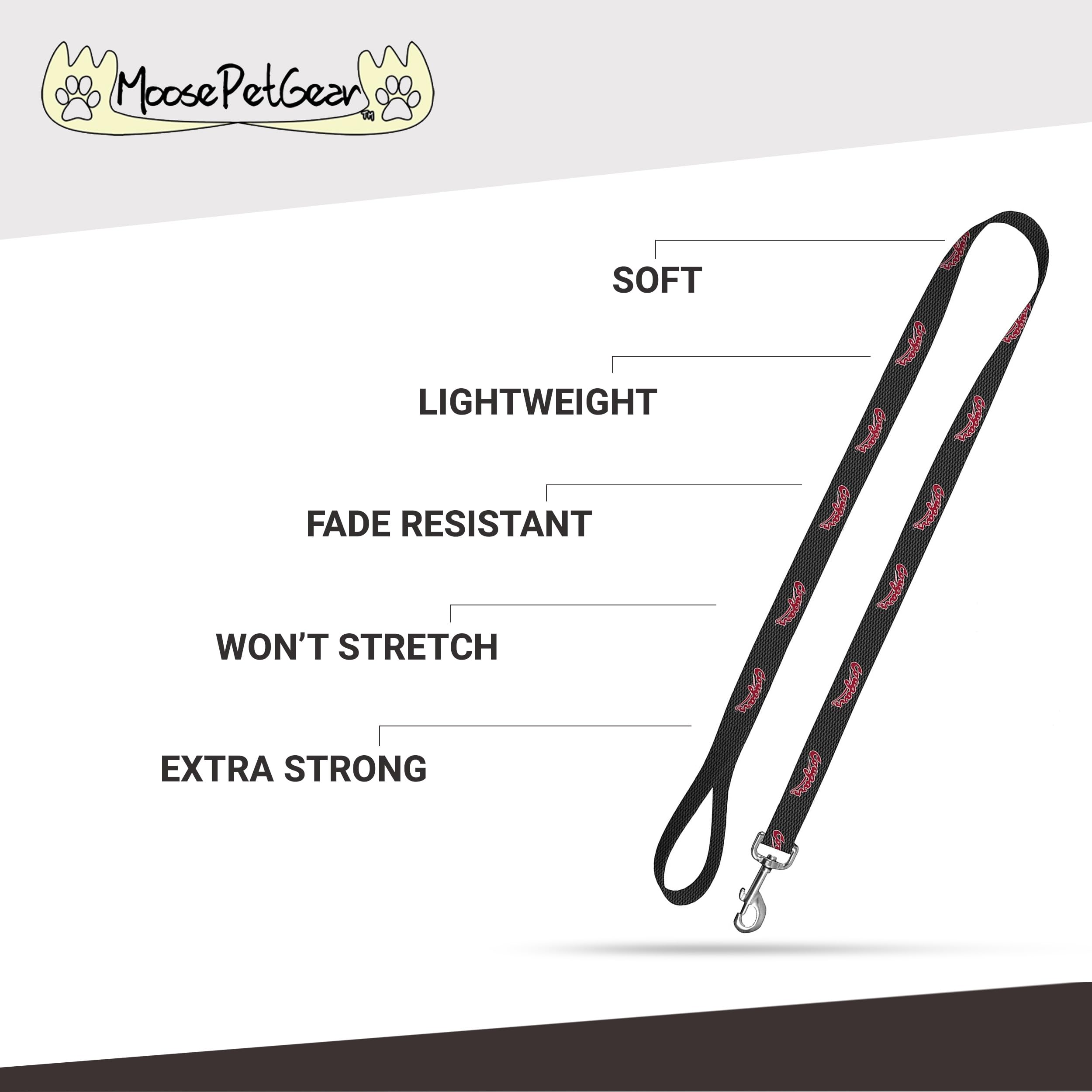 Moose Pet Wear Dog Leash - Washington State University Cougars Pet Leash, 1 Inch Wide X 6 Feet Long, Cougars On Carbon Fiber