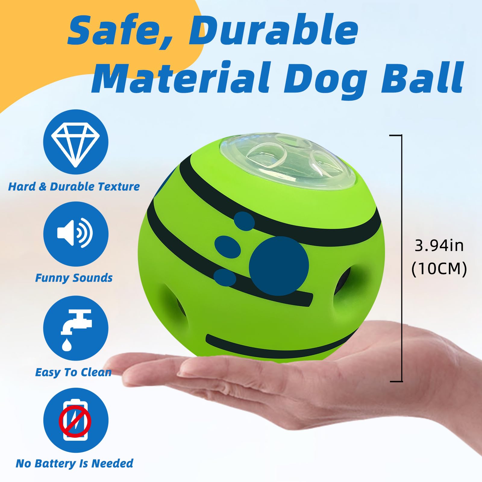 Shake And Laugh Interactive Puzzle Dog Treat Ball, Treat Dispensing Enrichment Dog Toys Ball, L, 3.94 In (10 Cm)