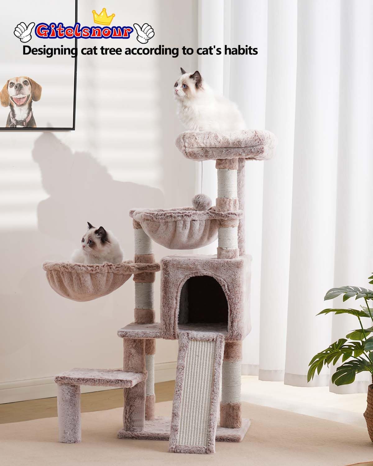 Gitelsnour Cat Tree for Small Cats/Kitten, Cat Tower with condo, 2 Baskets, Platform, Scratch Board, Cat Scratching Posts for In