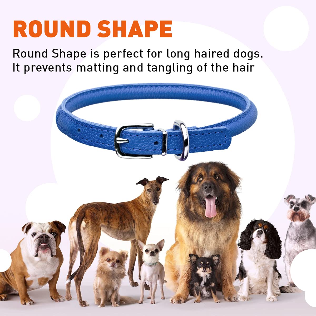 Dogline 1/4 By 10-13'' Round Leather Collar, X-Small, Royal Blue