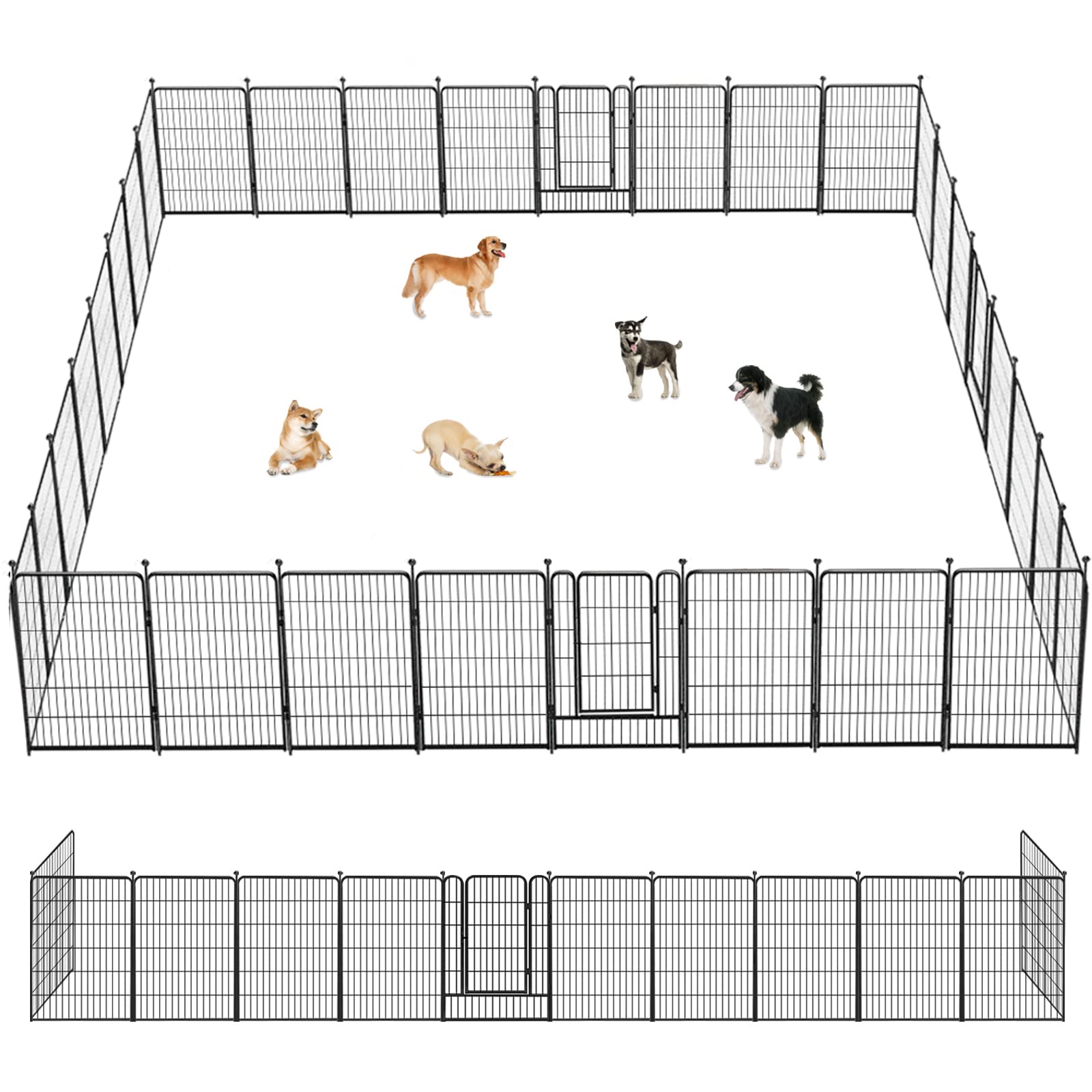 Jhsomdr Dog Playpen 40 Inch 32 Panels Indoor Outdoor Dog Pen For Large/Medium/Small Dogs Heavy Duty Metal Dog Fence Outdoor For 
