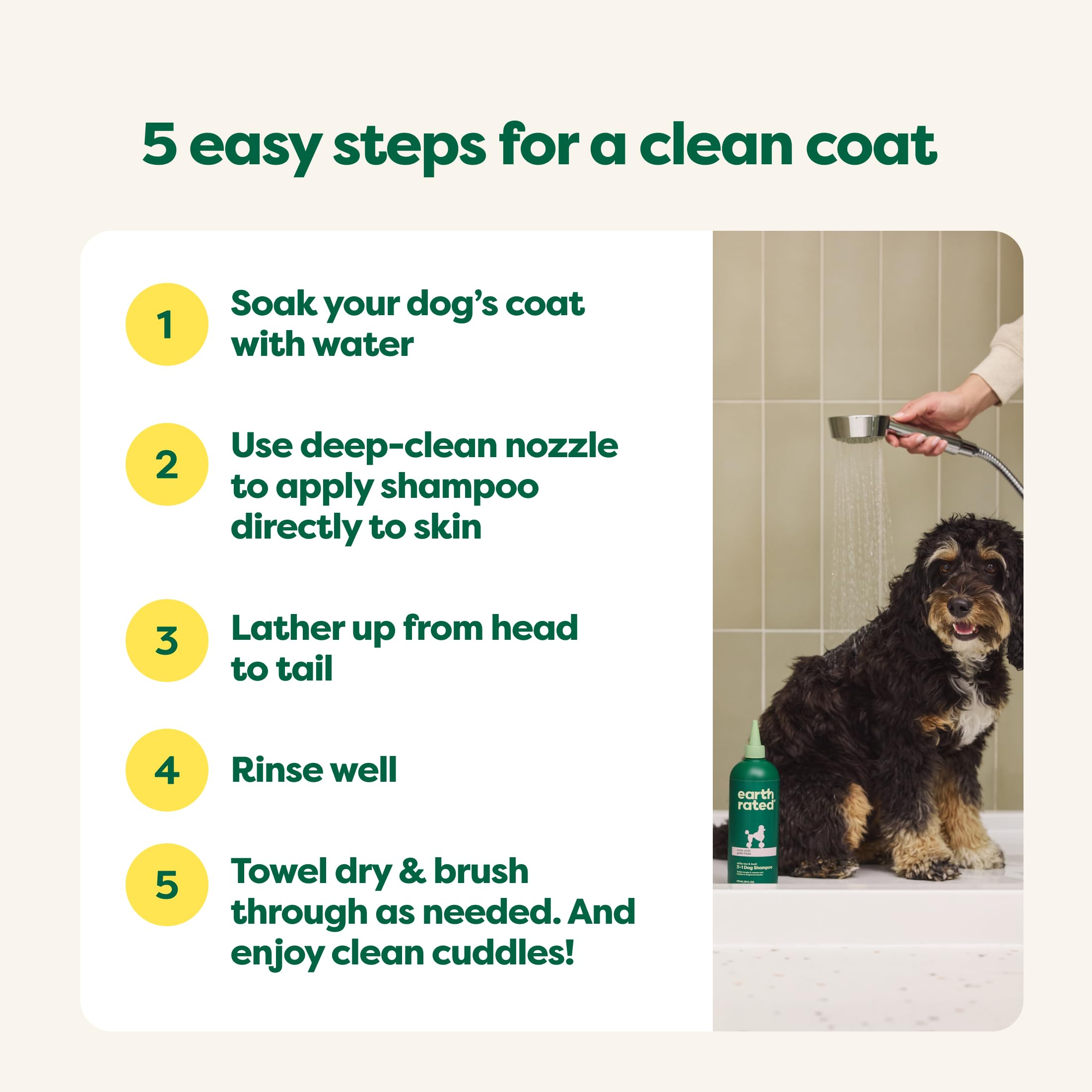 Earth Rated 3-In-1 Dog Shampoo, Conditioner And Deodorizer, For Curly-Coated Dogs And Puppies To Tackle Tangles And Restore Curls, Refreshing White Tea And Basil Scent, 16 Oz