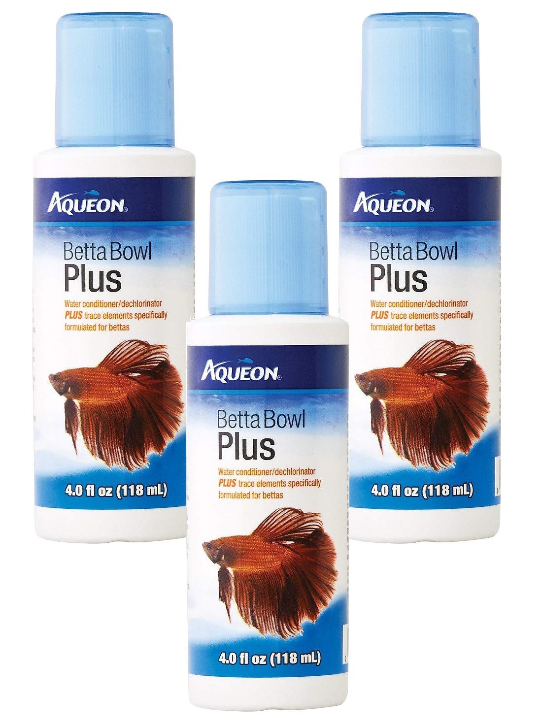 Aqueon 3 Pack Of Betta Bowl Plus Water Conditioner & Dechlorinator, 4 Fluid Ounces Each