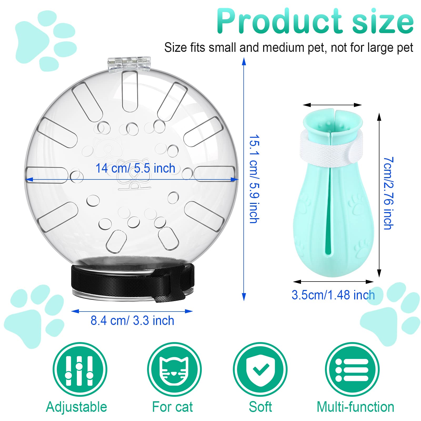 Cat Muzzle For Grooming Cat Adjustable Hood With Cat Paw Covers, Kitten Breathable Anti Bite Muzzles Anti Scratch Boots Silicone Cat Shoes Boots Cat Paw Protector For Cats Bathing Shaving (Large)