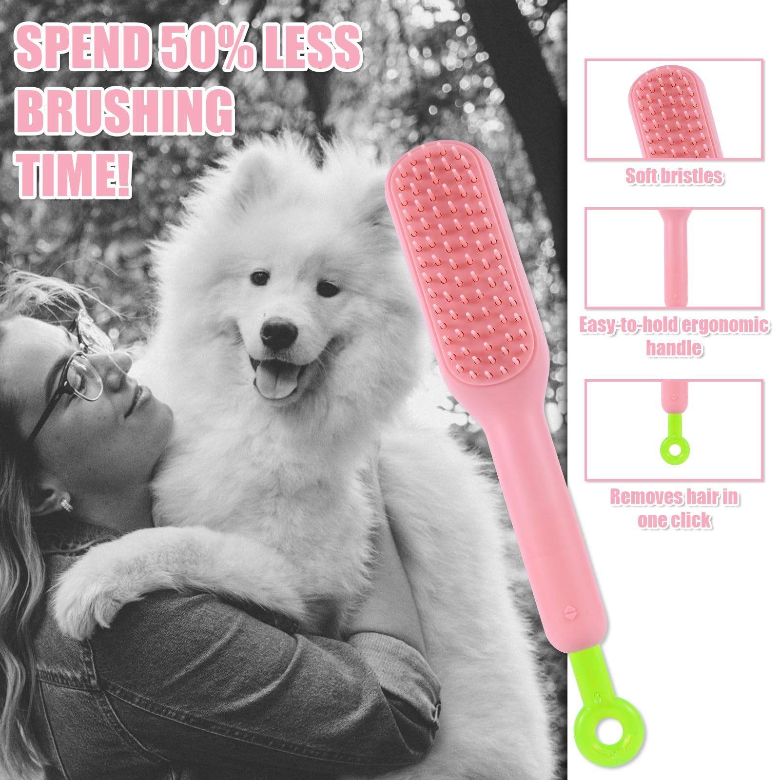 Retractable Puppy Brush, Small Soft Dog Yorkie Pet Hair Remover Brush Gentle Puppy Hair Brushes Grooming Bunny Supplies For Shih