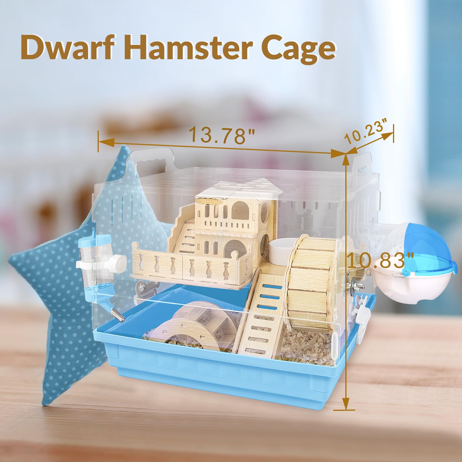Cycodo 8 In 1 Acrylic Hamster Cages And Habitats,Dwarf Hamster Cage,Wooden Small Animal Cage With Accessories & Toys,2-Layer Sma