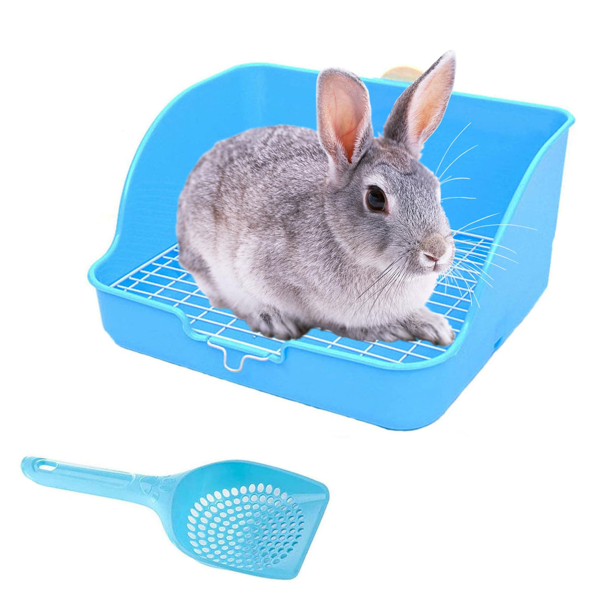 Hamiledyi Small Animal Rabbit Litter Toilet,Plastic Square Cage Box Rat Potty Trainer Corner Grate Litter Bedding Box Pet Pan For Guinea Pigs Chinchilla Ferret Galesaur Bunny