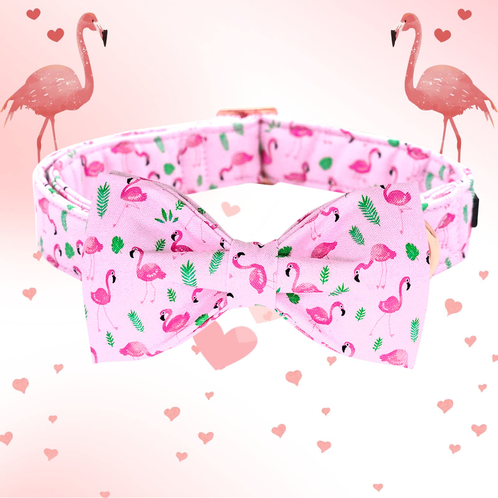 Lionheart Glory Pink Dog Collar with Bowtie for X-Large Dogs - Valentine's Day Special