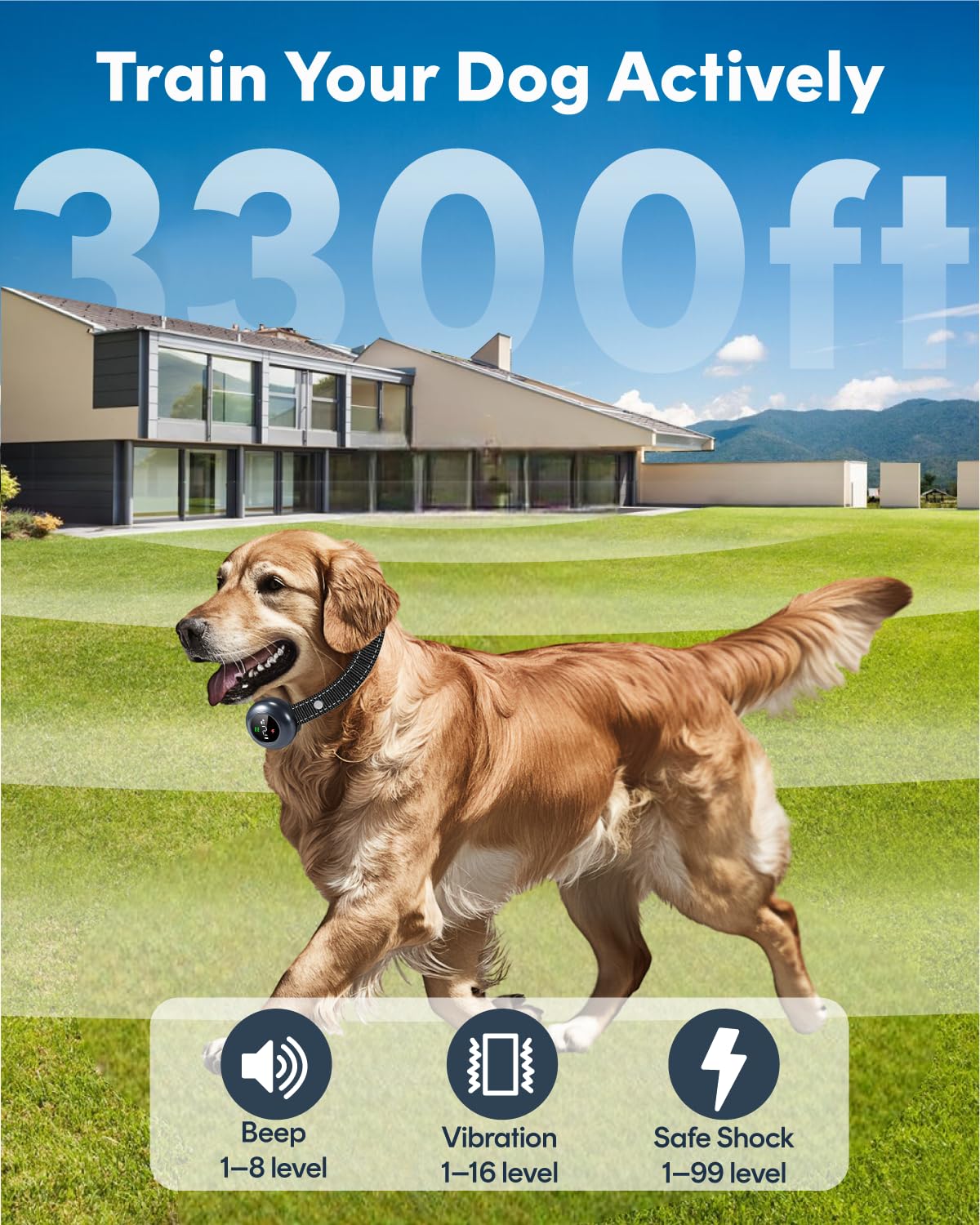 2-In-1 Shock Collar For Dogs, Dog Training Collar - 3300Ft Anti Barking Dog Bark Collar With Remote Control Ip67 Waterproof, 5 A