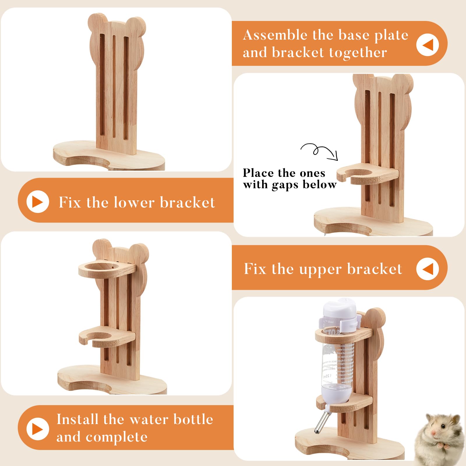 Sonwyoung 2 Pcs 7 Inch Transparent Adjustable Silent Hamster Exercise Wheels And Hamster Water Bottle Set Guinea Pig Running Whe