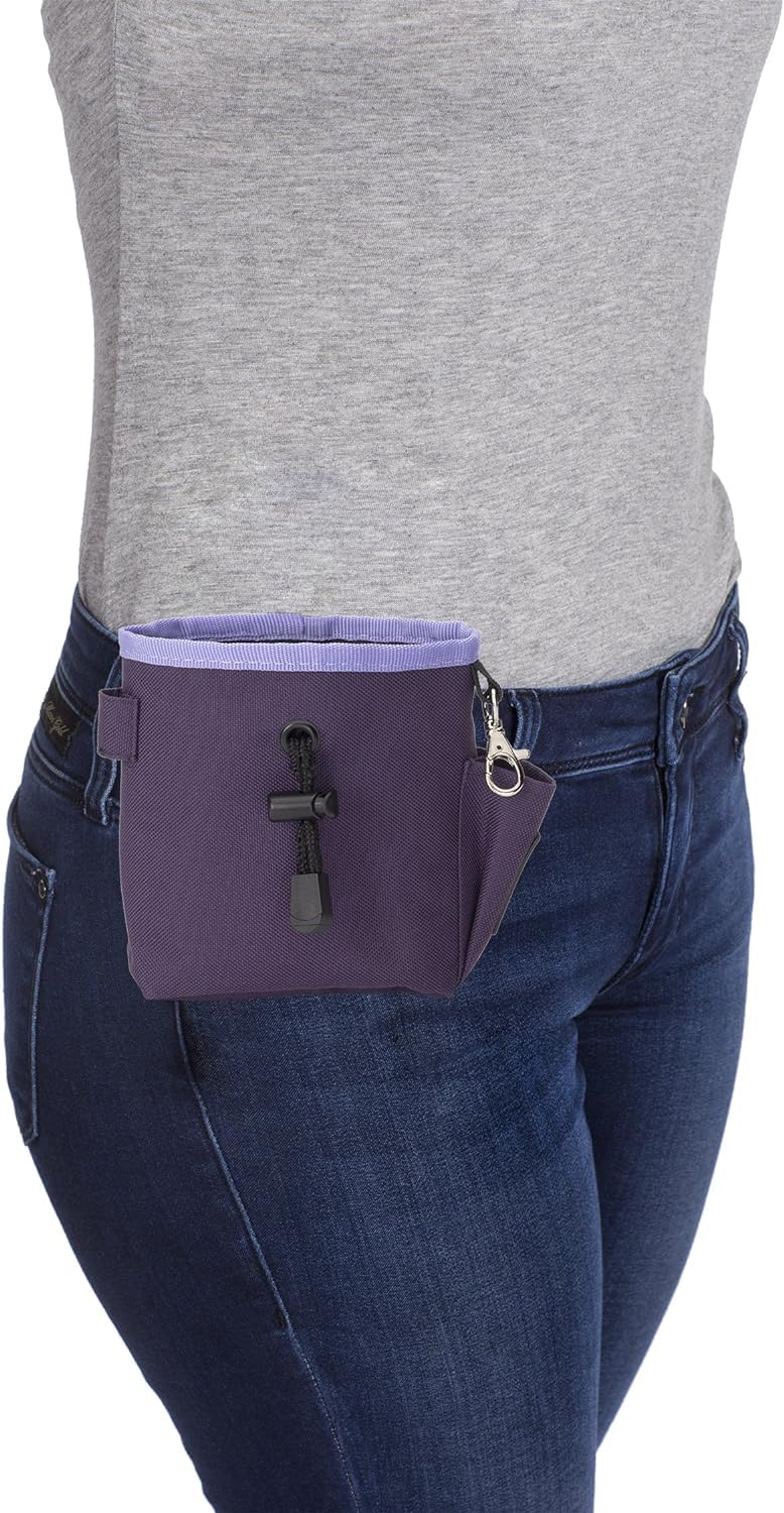 Company of Animals Treat Bag, Purple, Zipped Pockets & Drawstring, Clips on Belt, Waistband or Pocket, Waterproof Treats Pouch,