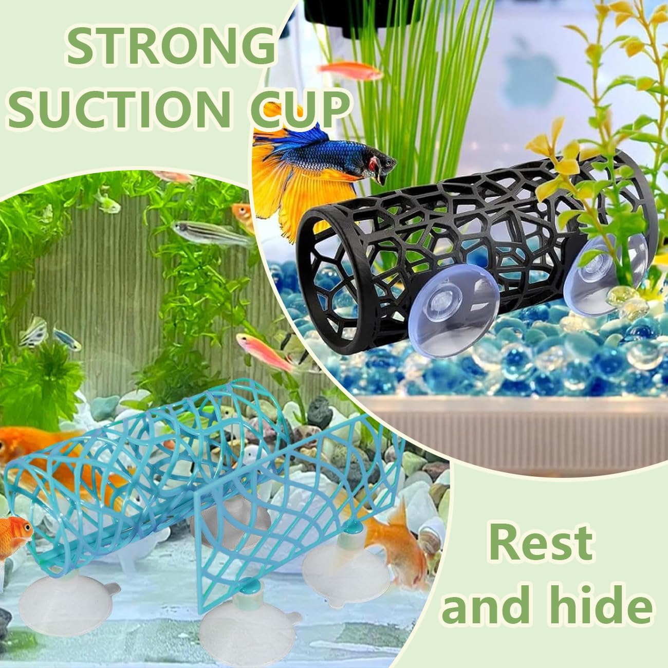 Betta Fish Tunnel Tube Betta Fish Toys Fish Tank Accessories Betta Fish Leaf Pad for Betta Hammock Tube House Small Fish Shrimp
