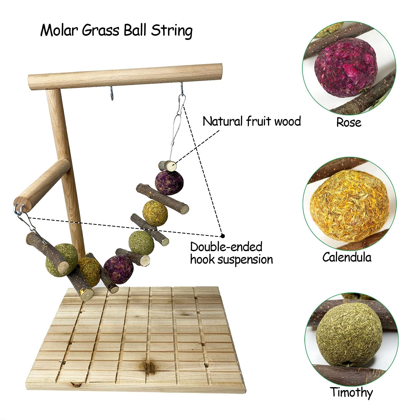 kathson Bunny Chew Toys for Teeth Grinding, Rabbit Wooden Scratch Board Feet Pad Platform Small Animals Play Toy for Guinea Pigs