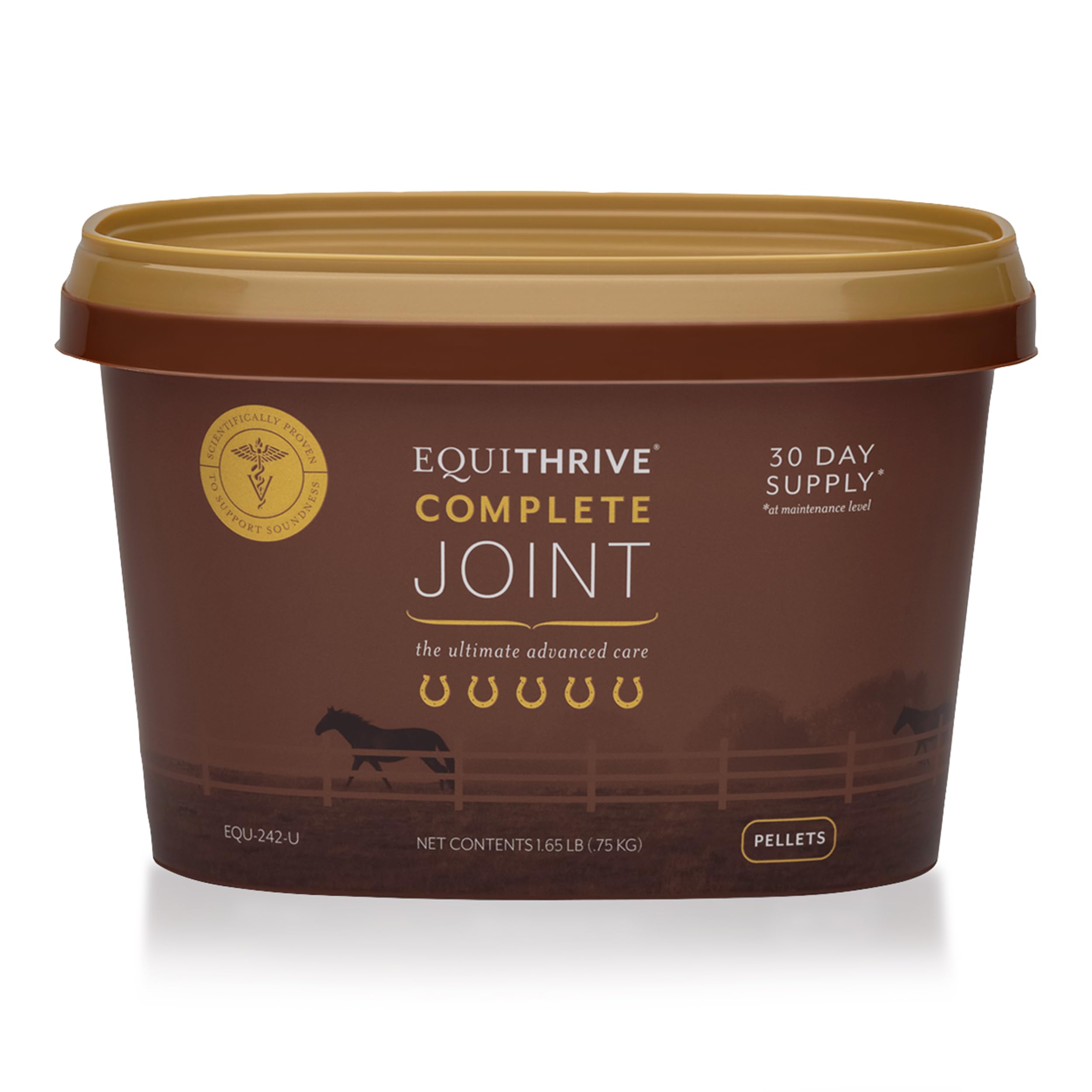 Equithrive Complete Joint Supplement Pellets with Resveratrol, Glucosamine, Chondroitin, Hyaluronic Acid and MSM for Horses, 1.6