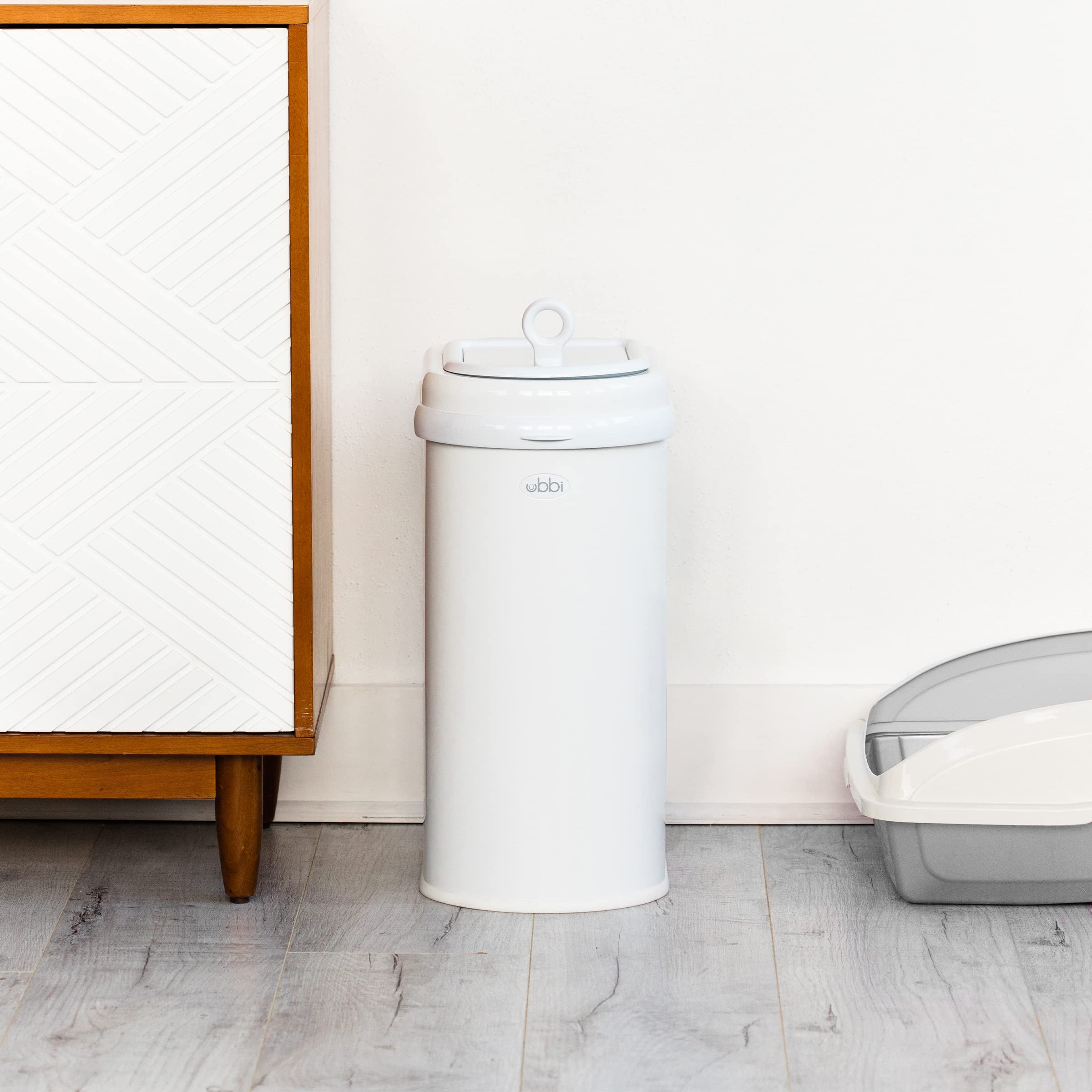 Ubbi Pet Waste Pail, Cat Litter Disposal System, Odor Locking, White