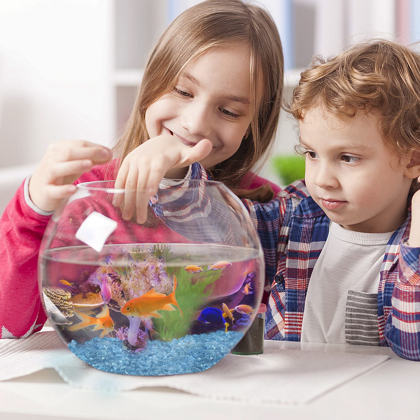 Keedolla Aquarium Sea Glass Stones, 0.93LB Clear Glass Pebbles Marble Aquarium Fish Tank Rocks Gravel for Turtle Tank, Vase Fill