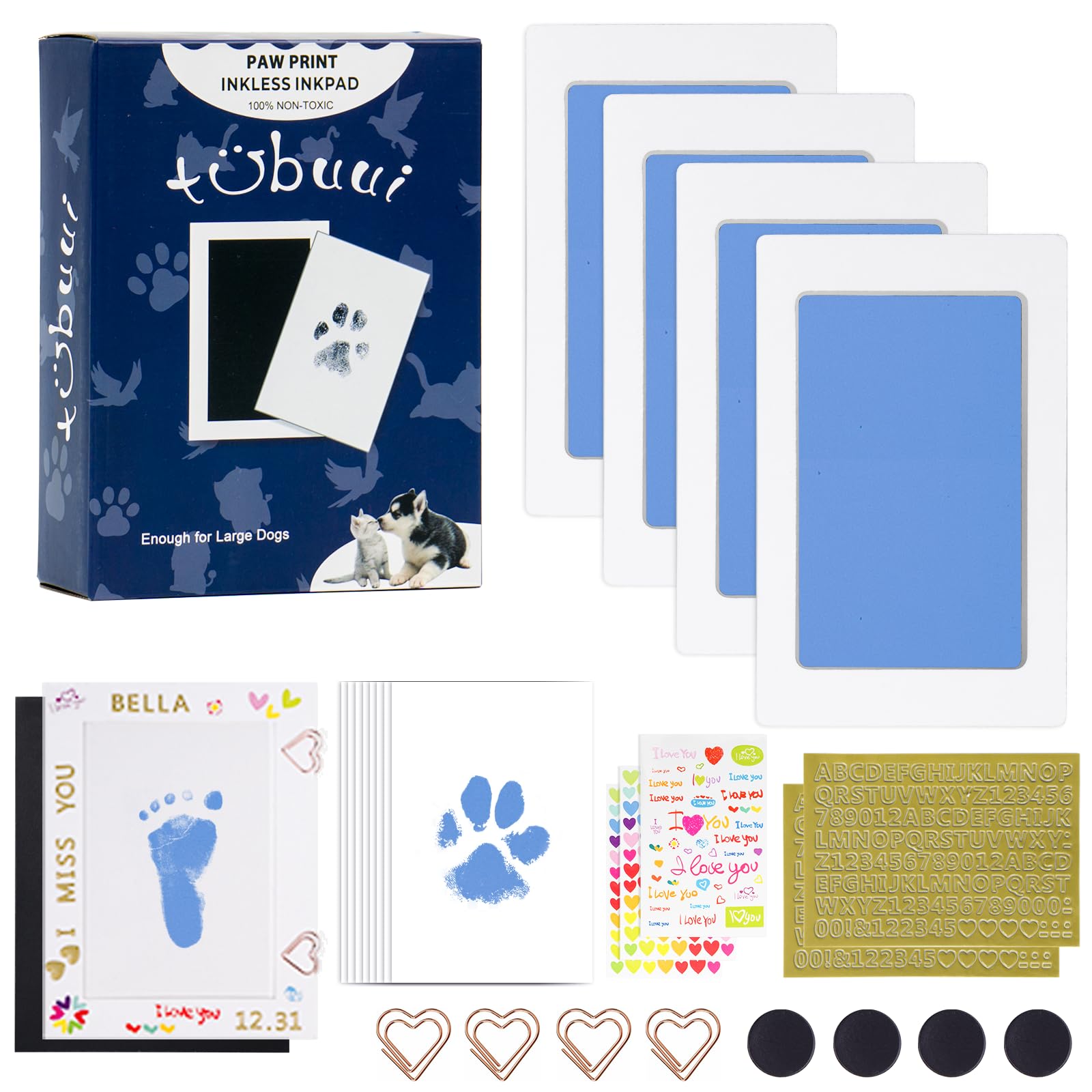 Tubuui Paw Print Kit For Dogs Cats,Clean Touch Ink Pad For Baby, Inkless Baby Hand And Footprint Kit, Dog Nose Print Kit,No Mess