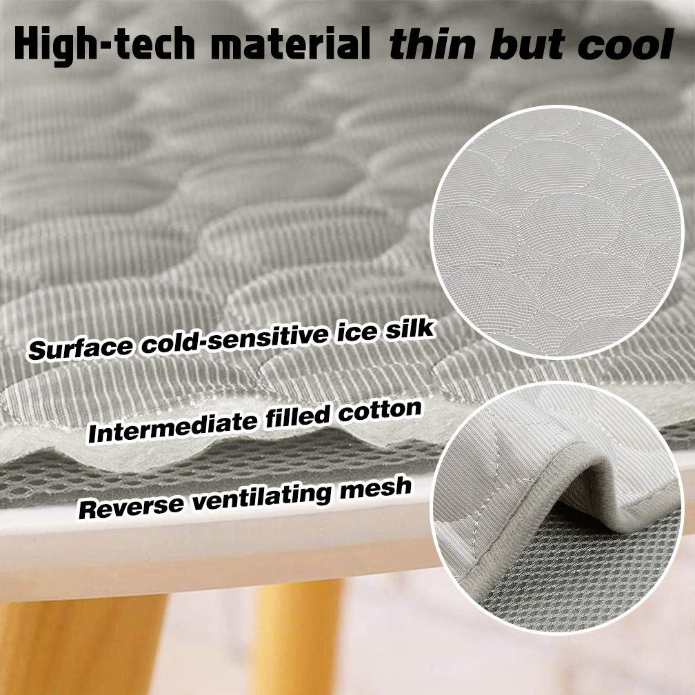 Vemee Summer Cooling Mat For Dogs & Cats - Breathable Ice Silk Self-Cooling Pet Mat, Portable & Washable - 28 X 22In, Grey