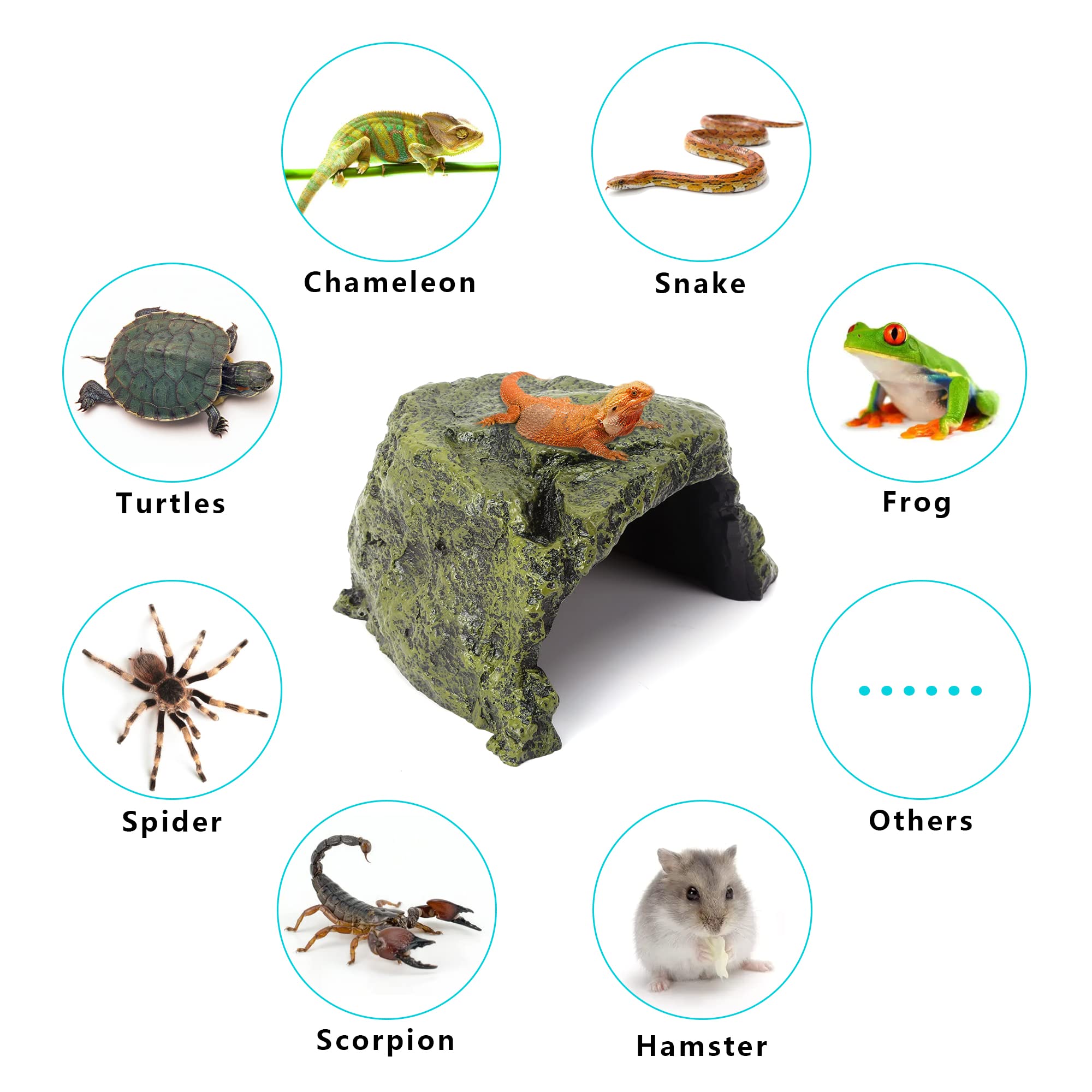 Reptile Rock Hide Cave - World 9.99 Mall Reptile Rock Hide Habitat Decoration|Natural,Non-Toxic, Made of Resin | Hideout for Sma