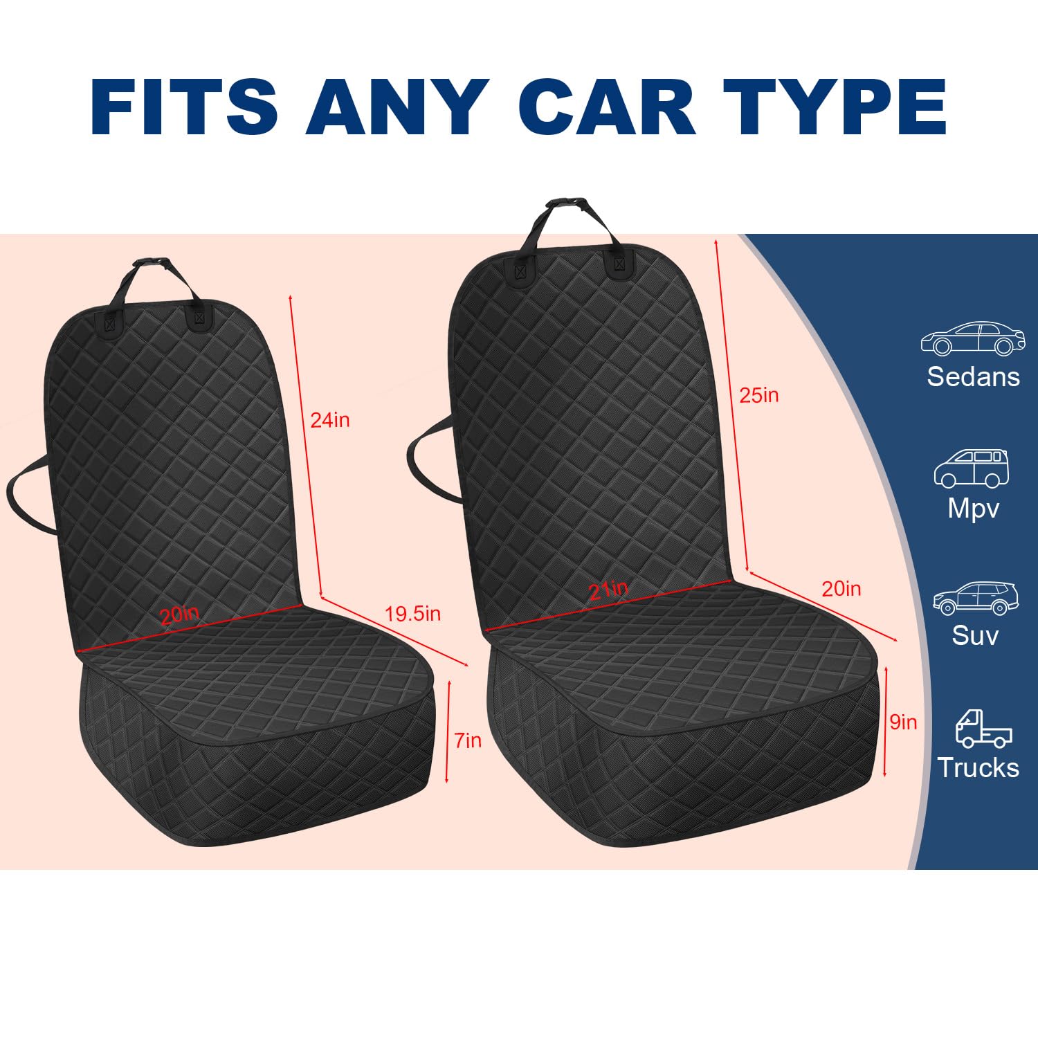 Horjones Dog Car Seat Cover,Waterproof And Nonslip Front Seat Dog Cover,Car Seat Protector For Cars,Trucks,Suvs And Jeep(L-Black