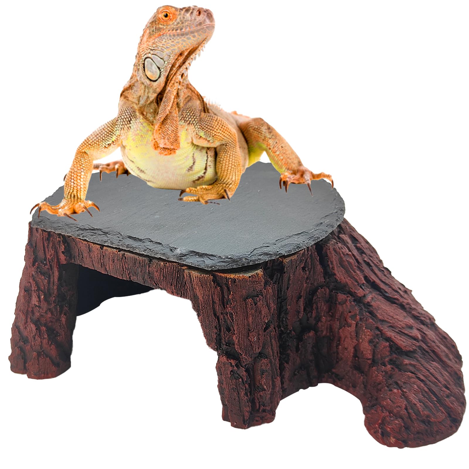 GXSDJ Bearded Dragon Basking Platform, Leopard Gecko Humid Hide, Reptile Hide Cave with Heat Storage Slate Stone, Crested Gecko 