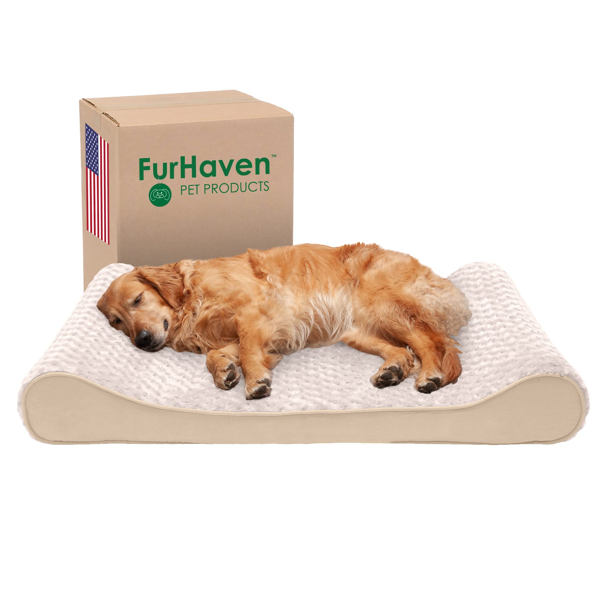 Furhaven Orthopedic Dog Bed for Large Dogs w/ Removable Washable Cover, For Dogs Up to 75 lbs - Ultra Plush Faux Fur & Suede Lux