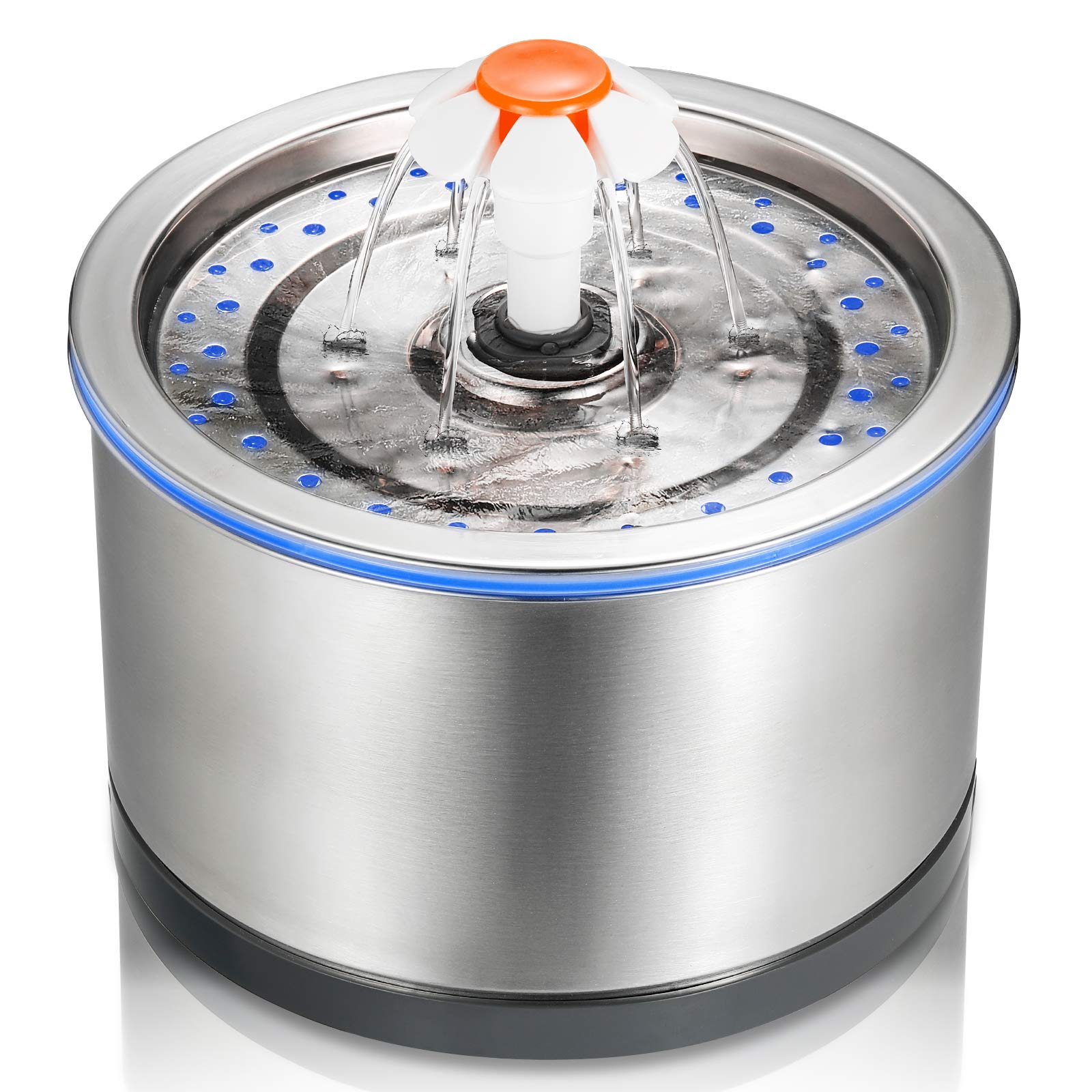 Ipettie Cat Water Fountain Stainless Steel, 84Oz/2.5L, 4-Stage Filtration, Ultra Quiet Metal Cat Water Fountain With Led Light & Filter For Pet, Kitty & Dog