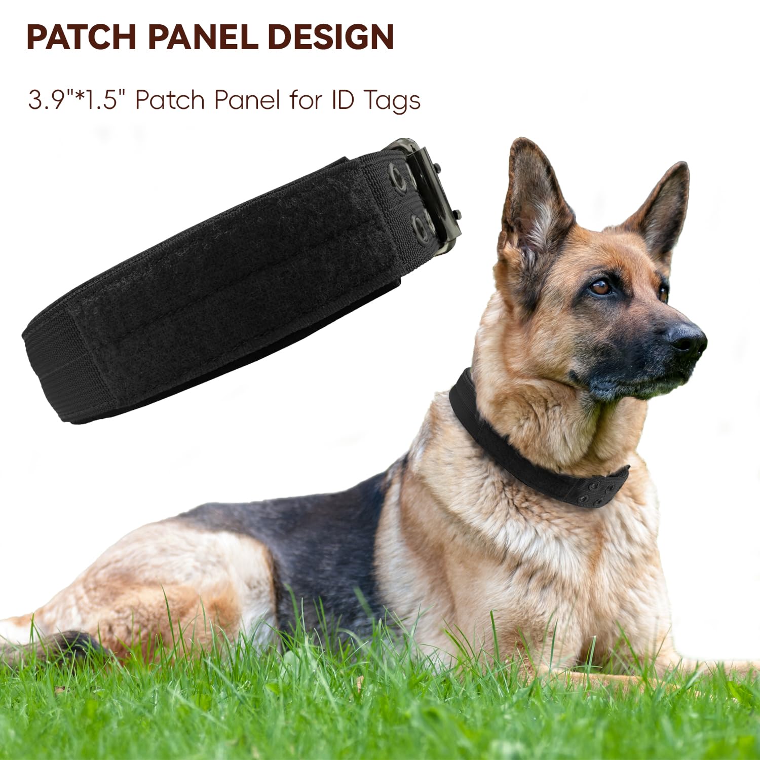 Heavy Duty Dog Collar for Large Dogs, 2 PCS Tactical Dog Collars with Metal Buckle & D Ring, 1.5'' Width Thick Adjustable Nylon