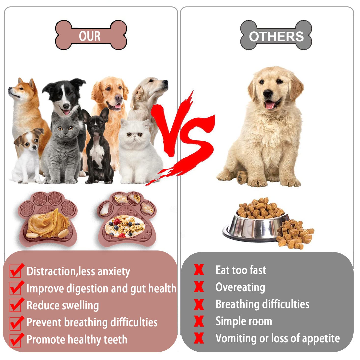 Lick Mat For Dogs And Cats, Premium Lick Pad With Suction Cups,Dog Slow Feeder Dowl Mat For Bathing Grooming Nailing Trimming, F