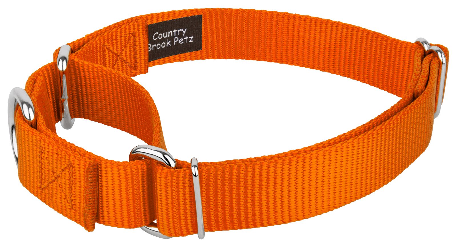 Country Brook Petz - Orange Martingale Heavy Duty Nylon Dog Collar - 21 Vibrant Color Options (3/8 Inch Width, Mini)