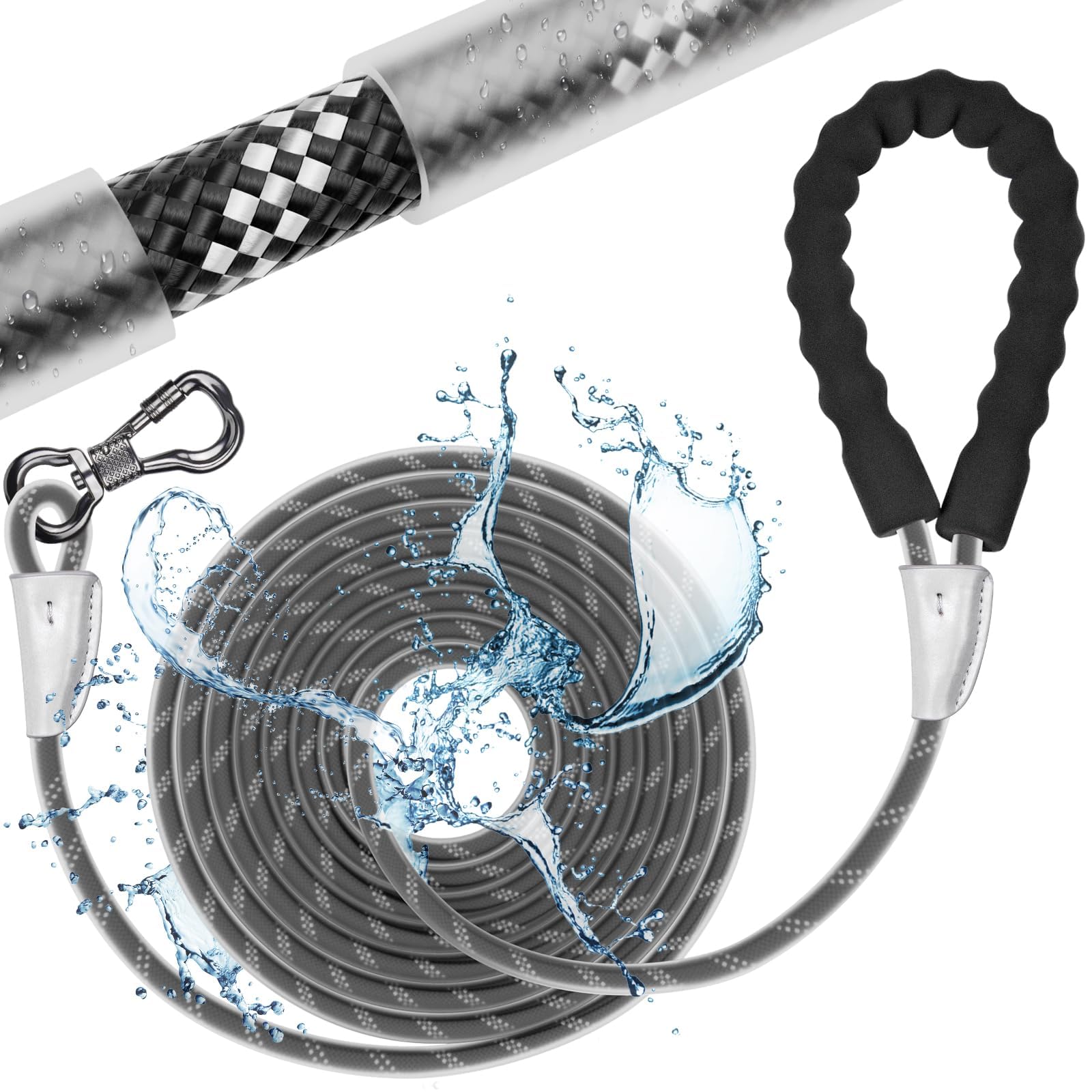 X Xben Dog Leash Waterproof, 5Ft Short Leashes Heavy Duty With Swivel Lockable Hook & Upgraded Standard Pvc, Reflective Pet Long