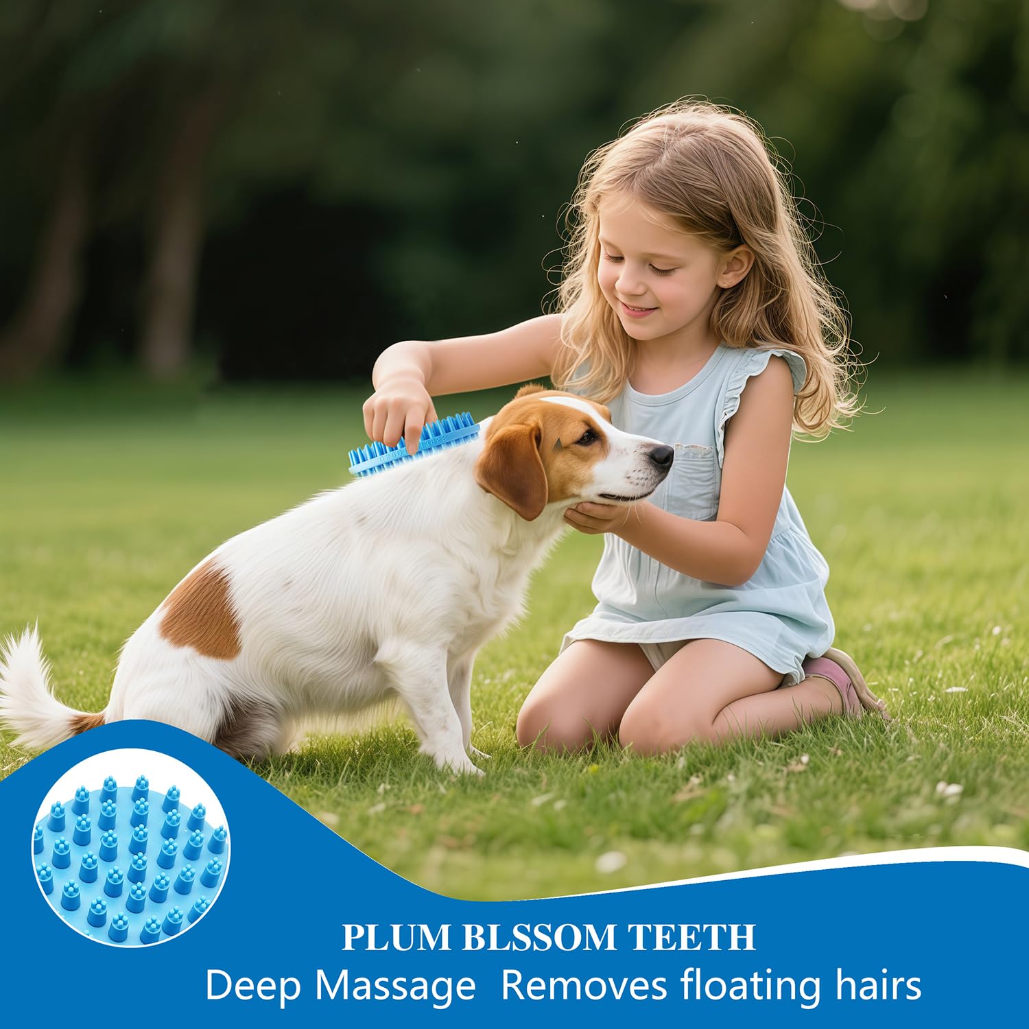 Dog Grooming Brush, Lilpep Pet Shampoo Bath Brush Soothing Massage Rubber Comb With Adjustable Ring Handle For Long Short Haired