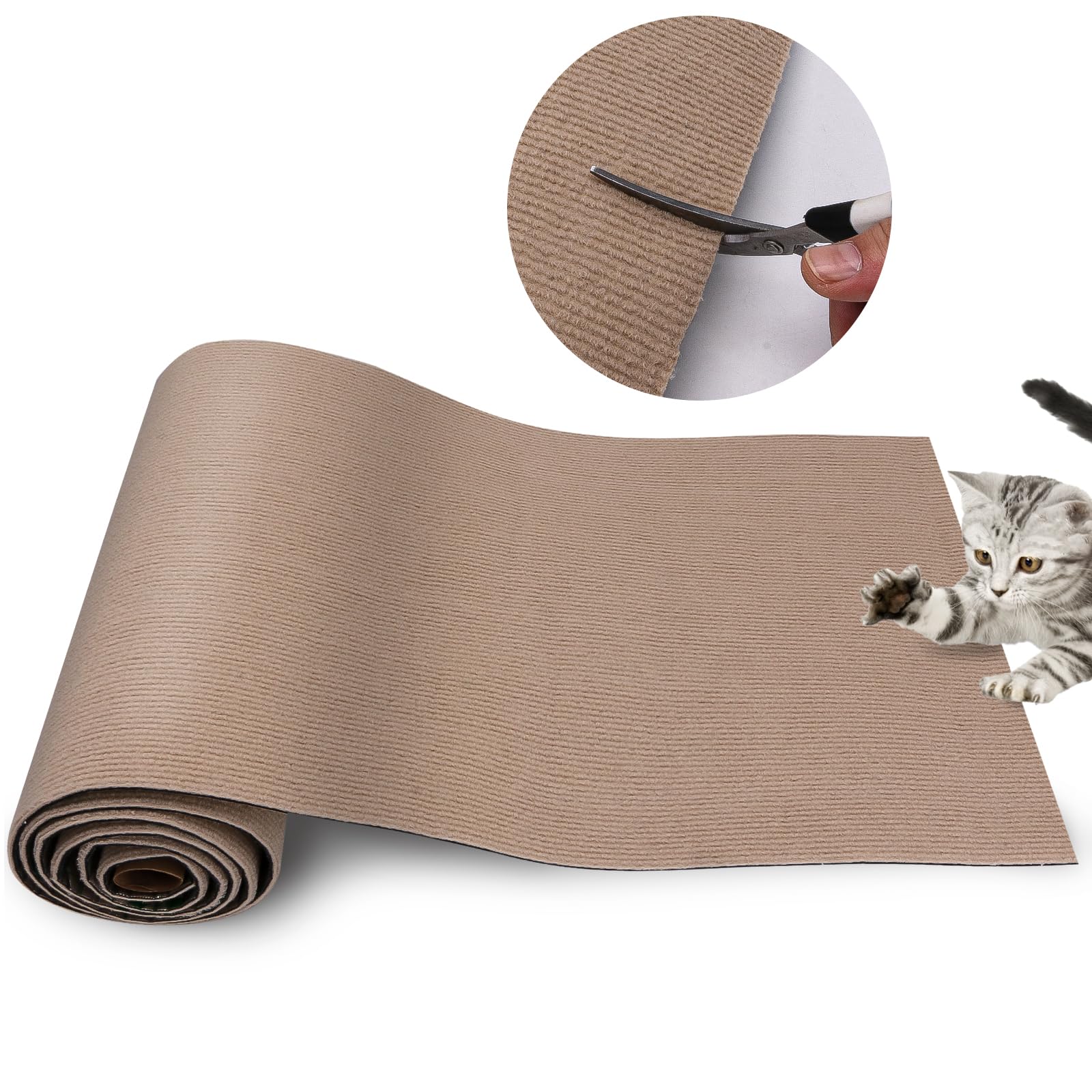 Xuyedoglsh Cat Scratch Mat, Trimmable Self-Adhesive Carpet Pad, Decorative Tree Shelf, Wall, Scratching Post, Couch Protector 78